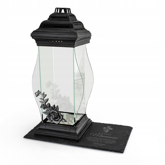 Veľký hrobkový lampáš XXL s personalizovanou kameňovou podstavou