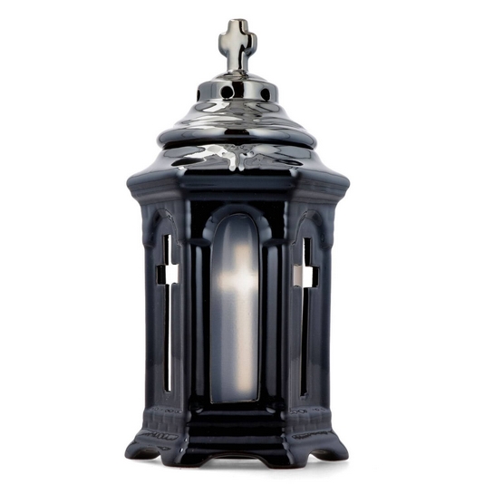 Ceramiczný Smútočný Lampáš Kaplnka v Metalickom Antracite