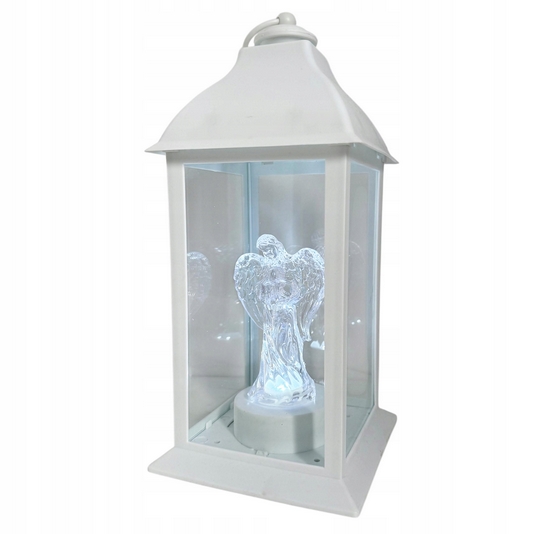 Biela LED lampa s anjelskou figúrkou 31 cm - všestranná dekorácia