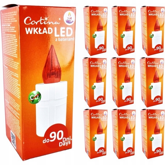 Set 10 LED Vložiek do Sviečok na Batérie, Červený Plameň, Vodeodolné