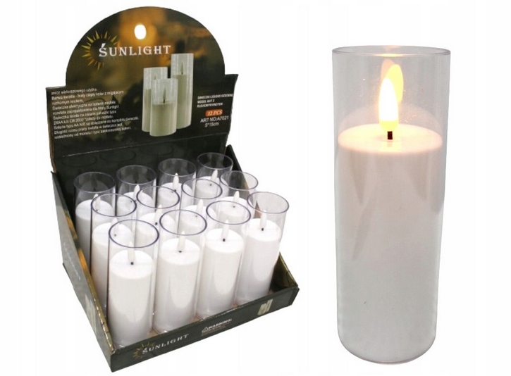 Biele LED sviečky 11 cm, balenie 12 kusov