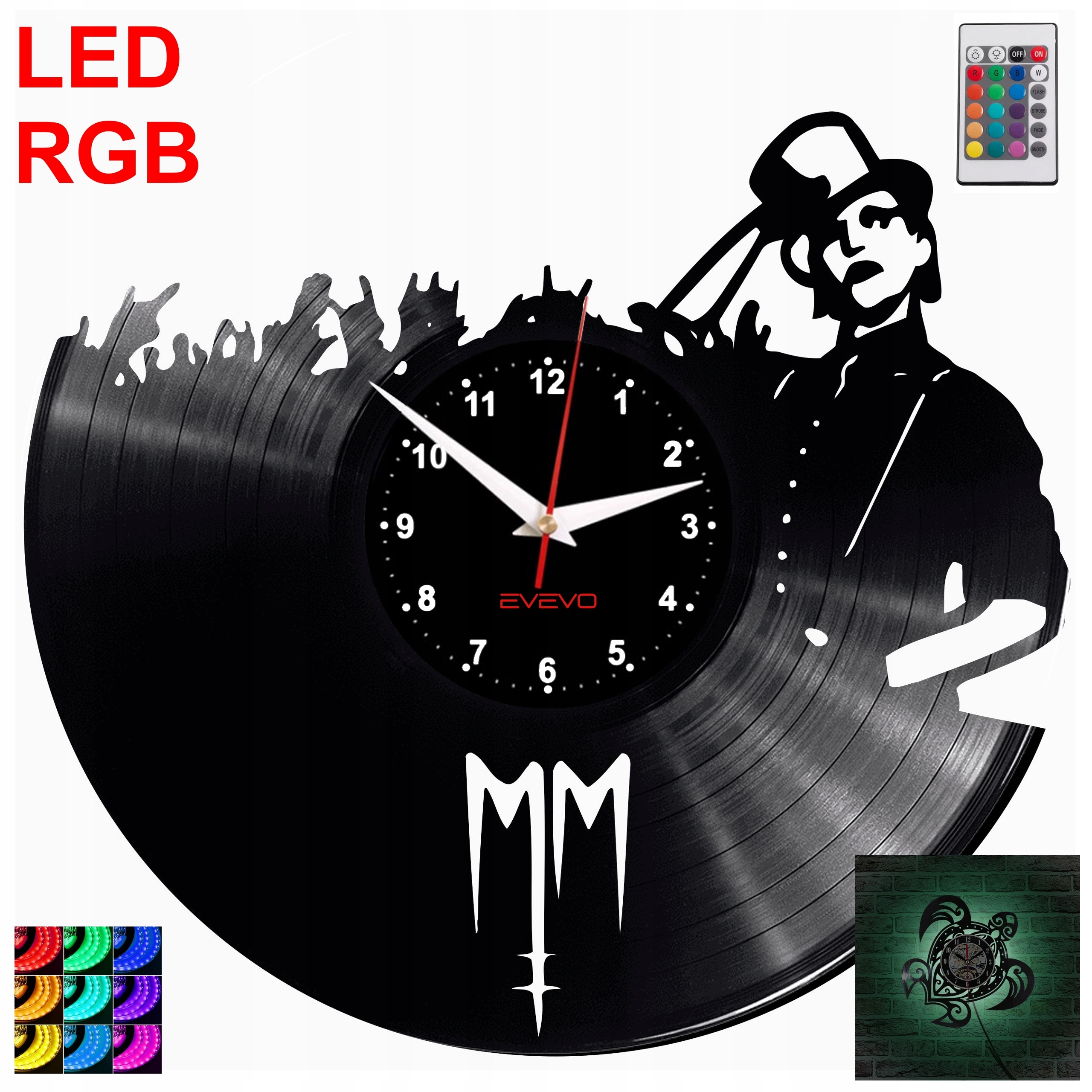 Hodiny - Vinylová platňa s LED nástennými hodinami Marylin Manson