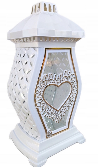 Veľký náhrobný lampion AŽUR GLAMUR s ozdobným srdcom 35 cm