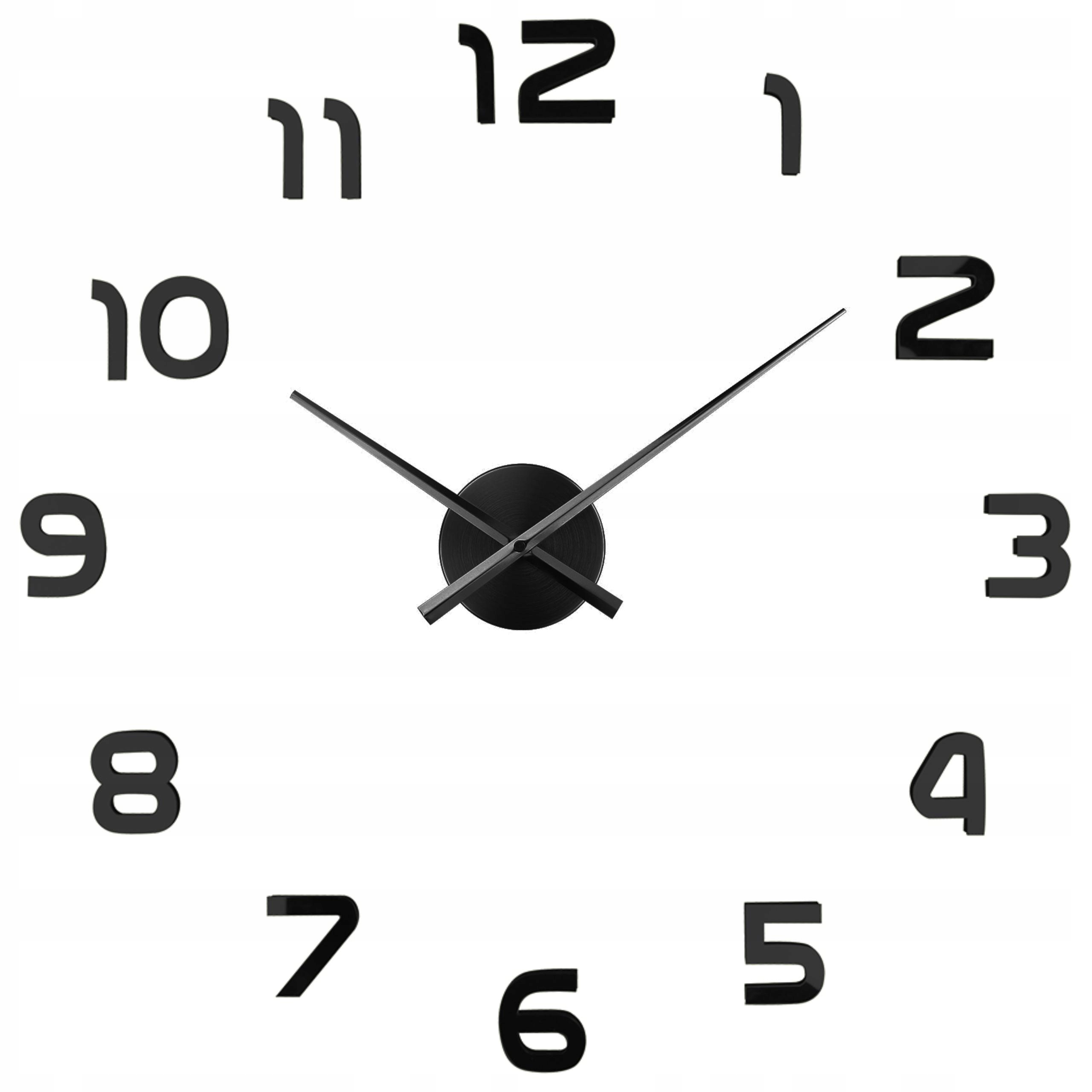 Hodiny - Moderné nástenné hodiny 3D black DIY 70 - 130 cm