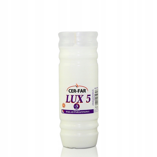 Wkład Lux 5 63x180mm - Vysokej kvality vložky do sviec CerFar, balenie 24 ks