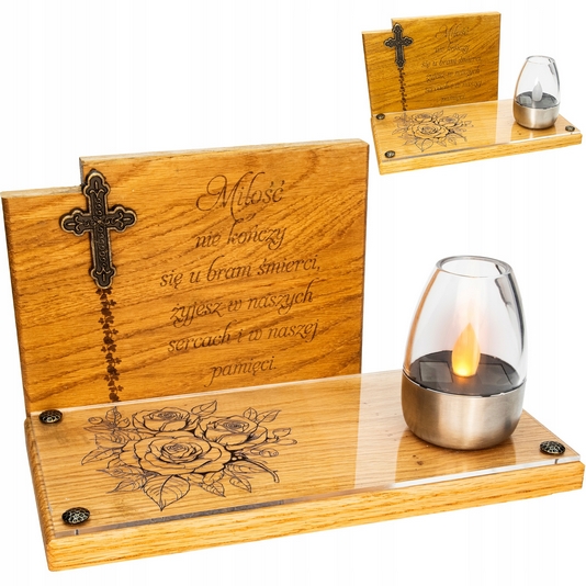 Solárny náhrobný LED lampion s možnosťou personalizácie - Dúhový Dub