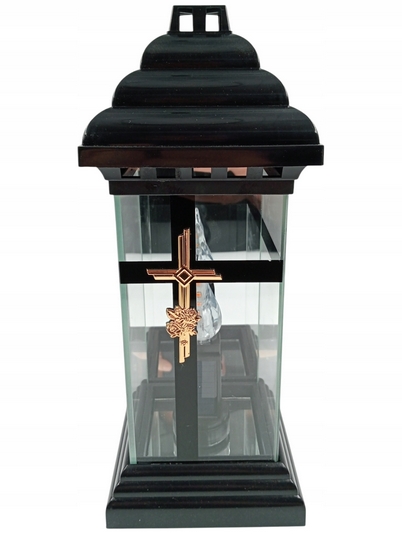 Solárny LED náhrobný svietnik – Moderný čierny s vymeniteľnou vložkou 34cm