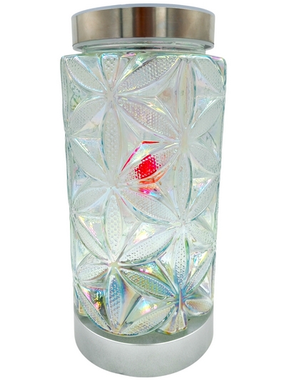 Solárny LED náhrobný zapaľovač so sklom v kvetinovom vzore - 27 cm