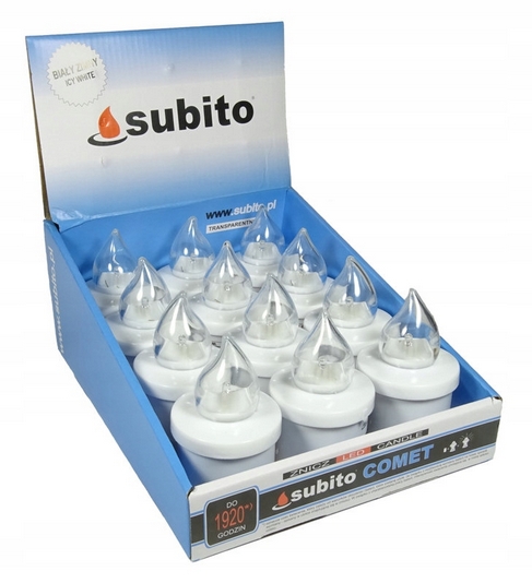 12 x COMET Elektrické LED Svietidlá do Sviečok, Biela Farba