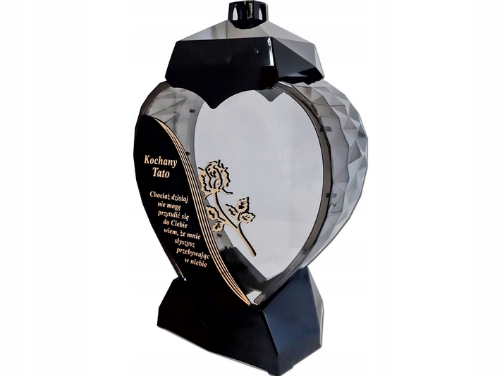 Lampa Pamiatkowa SERCE TATO s dekoráciou v zlatej farbe