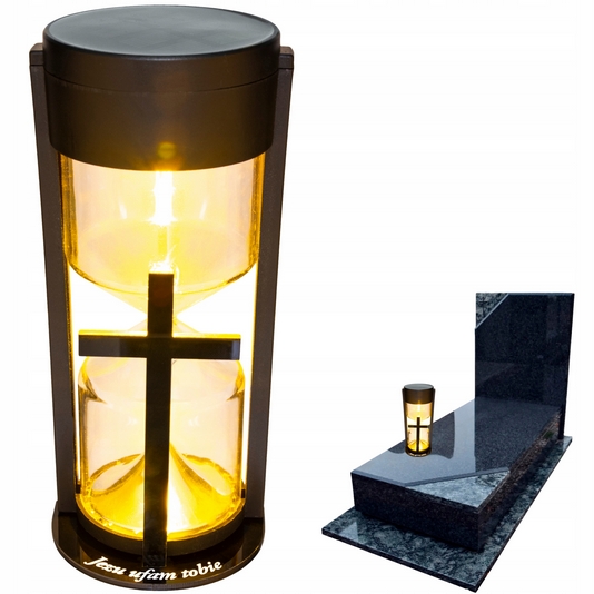 Solárny LED Lampion s Zlatým Krížom na Hrob - Pamiatka s Eko Prístupom
