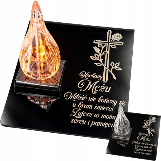 Večná LED lampa na hrob s možnosťou personalizácie a gravírovanou podložkou