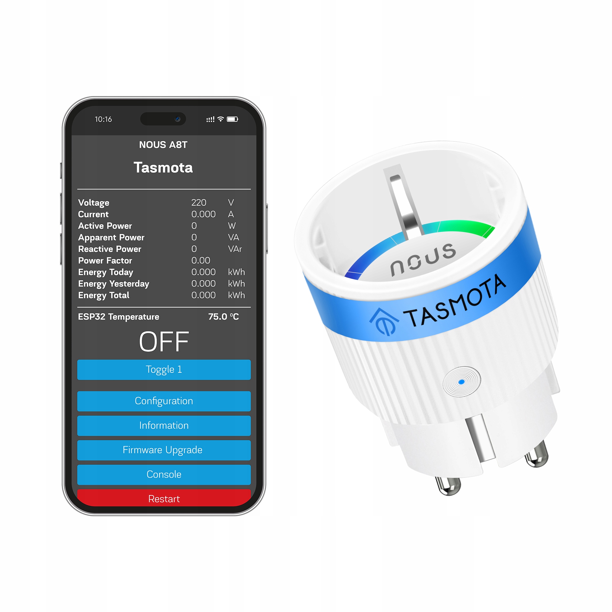 Gniazdko Us A8T TASMOTA ESP32 MATTER WiFi
