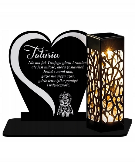 Solárny LED Znicz XL 17 cm - Srdcová Statuetka na Cintorín