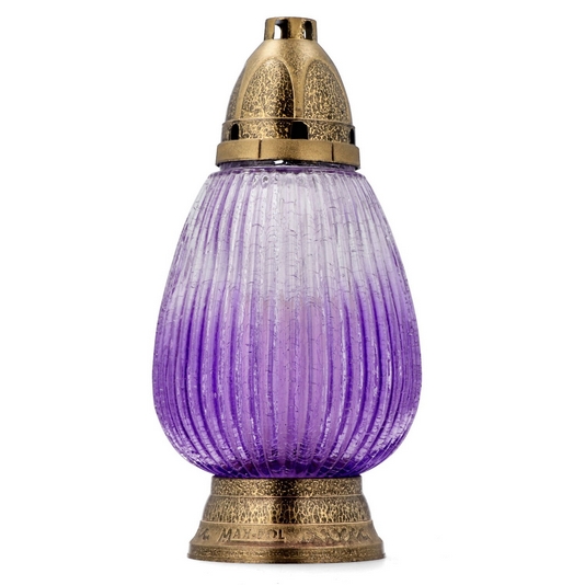 Elegancká Fialová Lampáš s Matným Sklom a Zlatým Podstavcom LST 485K