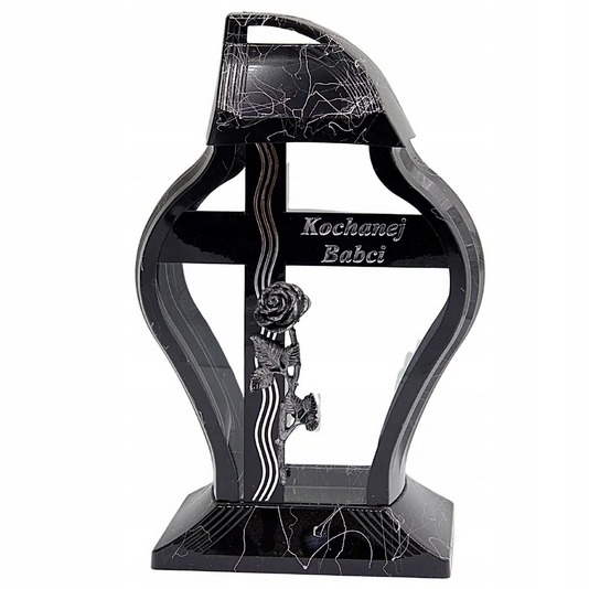 Smútočná lampa "Milovanej Babke" - Striebro, 3D Ruža, model LL29