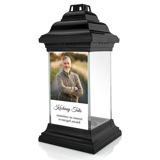 Personalizovaný cintorínsky lampáš s fotografiou na hrob rodiča
