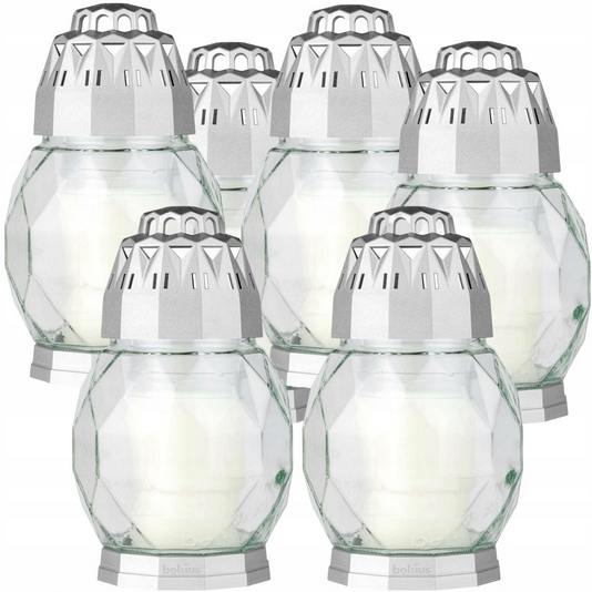 Elegantný Lampion Bolsius Diamond 2D SREBRNÝ - Balenie 6 Kusov