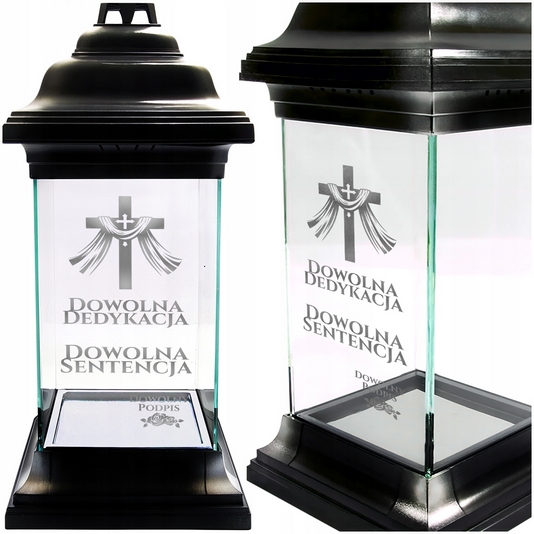 Personalizovaný veľký sklenený cintorínsky lampáš s gravírovaným venovaním
