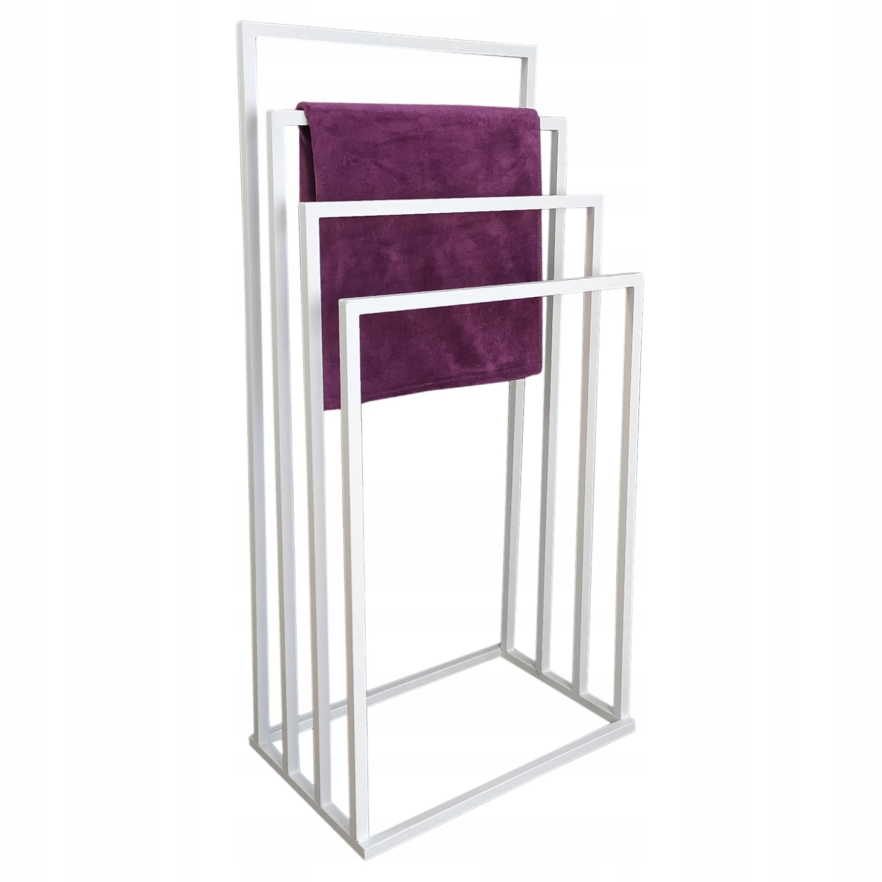 Kúpeľnový vešiak - Voľne stojaci stojan na uteráky Szpak biely, 94 cm