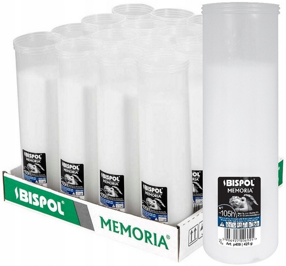 Bispol Memoria P450 parafínové náplne do lampášov, 105 hodín horenia, balenie 16 kusov