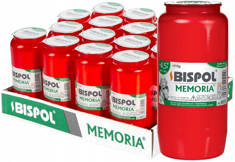 Bispol Memoria WO7c Červené Olejové Vložky do Svietnikov na 4,5 Dňa - Balenie 16 Kusov