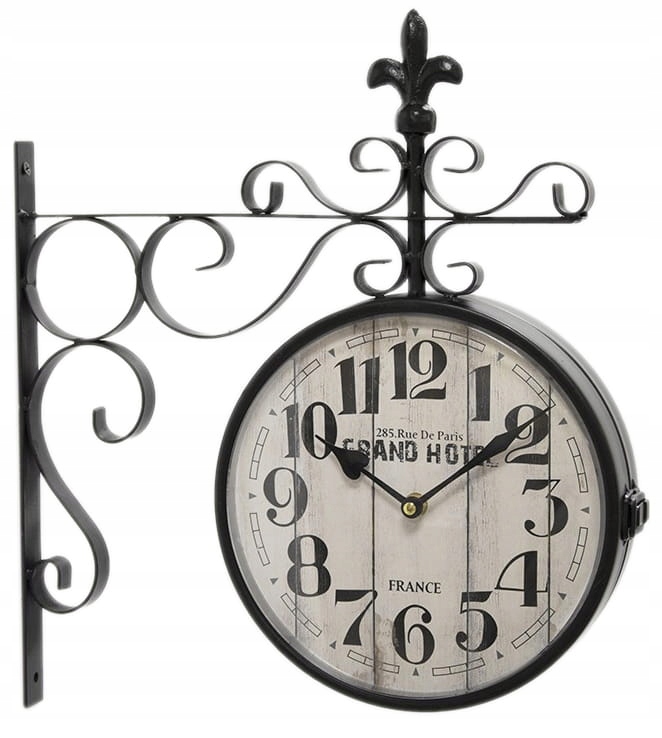 Hodiny - CLOCK stanice SIDED BLACK RETRO 40,5x36
