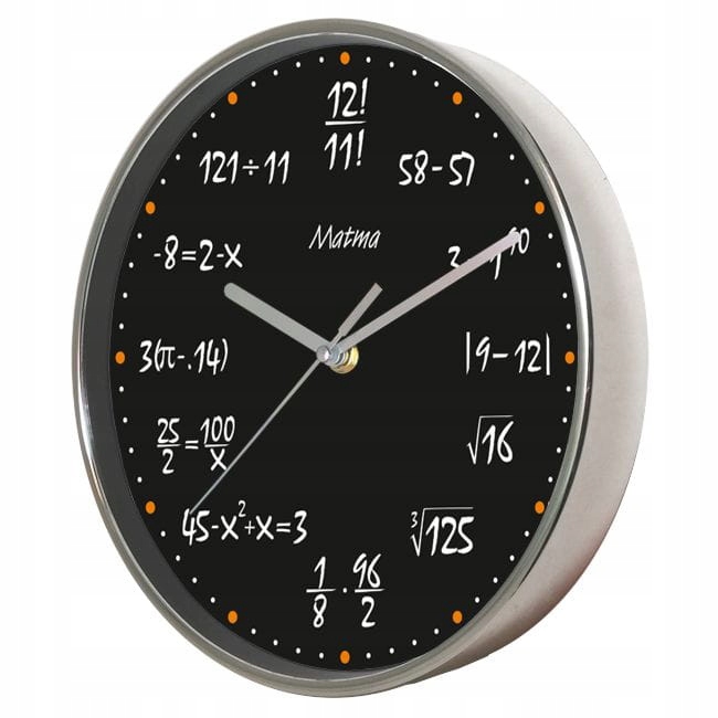 Hodiny - Math Clock chróm krok # 11B
