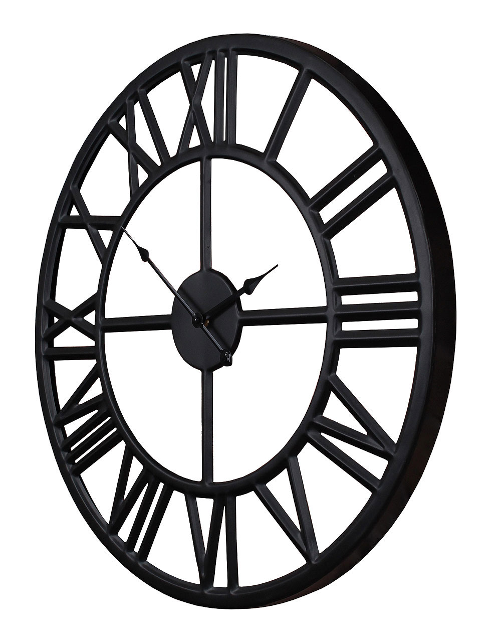 Hodiny - Black clock retro moderné loft stena 45 cm