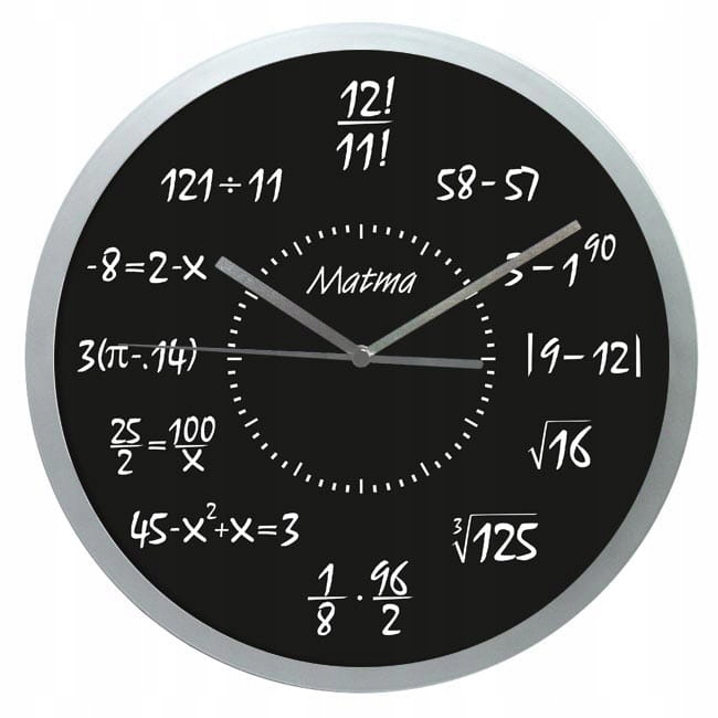 Hodiny - Mathematics Clock # 11 Silver / Step
