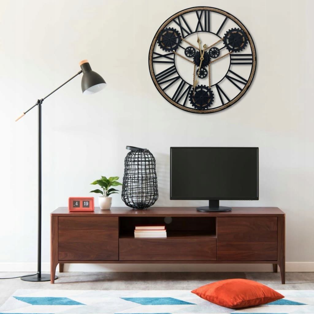 Hodiny - Nástenné hodiny, čierne, 80 cm, kovové
