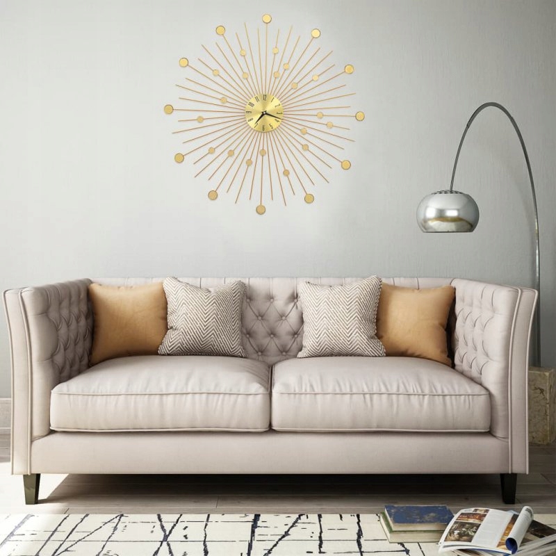 Hodiny - Nástenné hodiny, kovové, 70 cm, zlaté