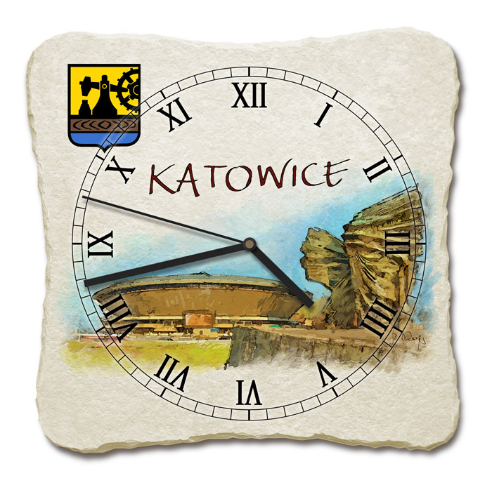Hodiny - Nástenné hodiny stál kameň s len 163 KATOWICE