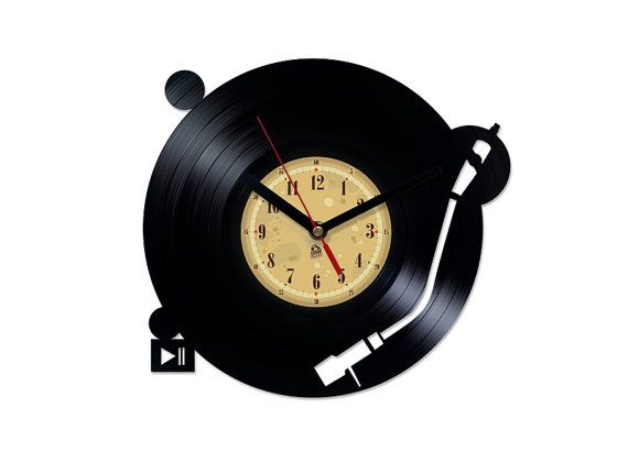 Hodiny - Nástenné hodiny s vinyl gramofón