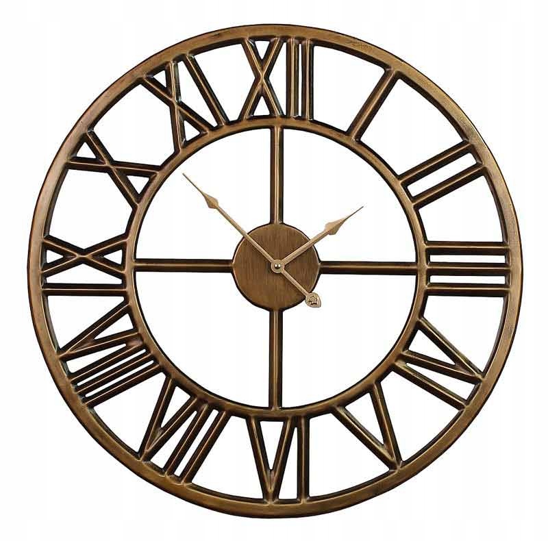 Hodiny - Nástenné hodiny dozlatista kov loft retro 60cm