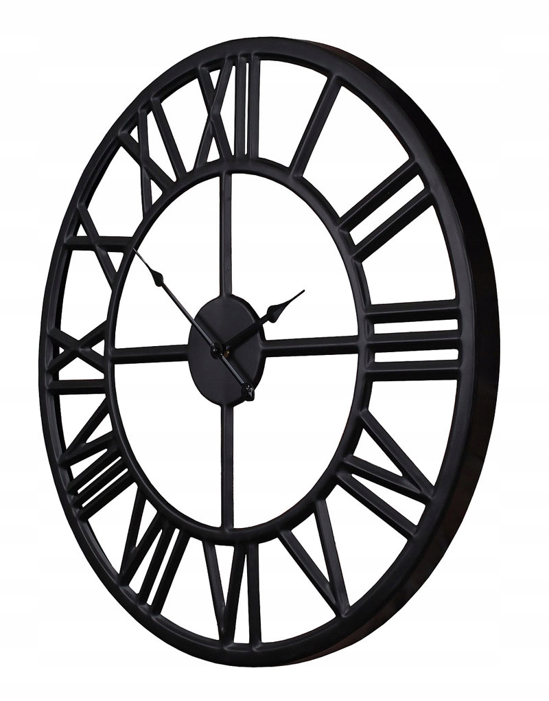 Hodiny - Black metal nástenné hodiny 60 cm guľatý loft