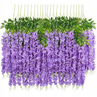 12 ks Umelé kvety visí Wisteria