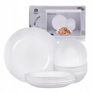 Biely jedálenský servis Prima Deco OPALEX CLASSIC 18 dielov