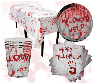 Halloweenska stolová súprava Martom s obrusom, 41 prvkov