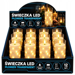 Súprava 12 LED sviečok Masterled 18 cm, 2000 K, na batérie AA