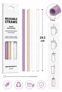 Opakovane použiteľné slamky Berdsen 29,5 cm, 4 ks s kefkou