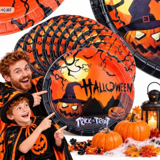 Tri balenia papierových tanierikov Martom Halloween, spolu 30 kusov