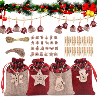 Adventný kalendár - 24ks adventné kalendárne vrecká darčeky