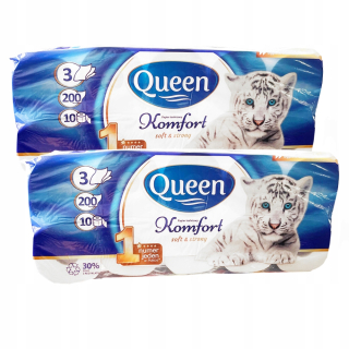 Toaletný papier - 2x toaletný papier Queen Comfort 10 valčekov = 20 ks