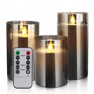 Lampáš, svietník - 3 LED sviečky pre elektrické batérie s diaľkovým ovládaním