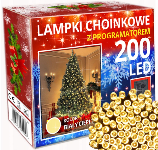 VIANOČNÉ SVETLÁ 300 LED VONKAJŠIE/INTERIÉROVÉ TEPLÉ BIELE