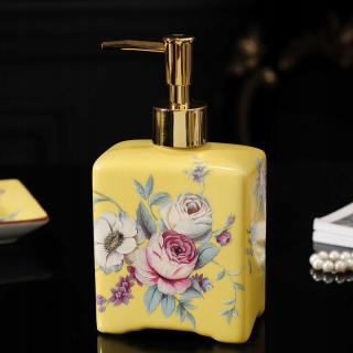 Dávkovač mydla - 385 ml-9,5x6x17,5 cm čínska maľovaná keramická dávka