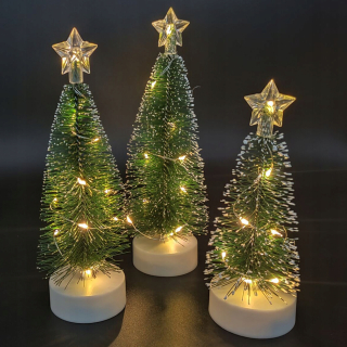 Vianočný stromček - 3ks Vinter LED Mini zelený vianočný stromček figuríny 16 cm