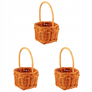 Kôš, košík - 3 štvorcové kusy Rattan tkané kvetinové hrniec mini kvetina