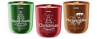 Tradičná sójová sviečka Vianoce, pečené jablko, vôňa na vianočný stromček Saints Candle 3 ks.
